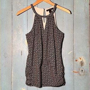 White House Black Market geometric sleeveless top small black white